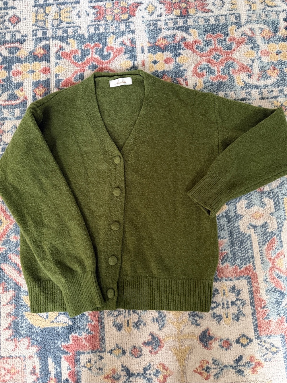 Olivia Moon Moss Green V-Neck Button-Front Cardigan